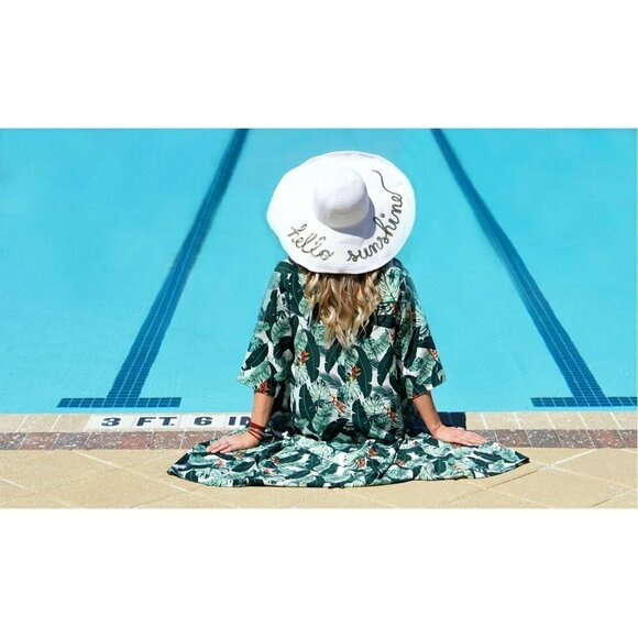 💕RACHEL ZOE COLLECTION💕 Palm Print Duster ~ Tropical Caftan Dress One Size NWT - Picture 10 of 15